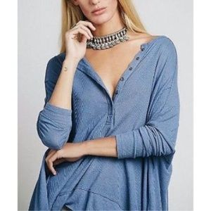 NWOT Free People Benedict Canyon Henley Top Cadet Blue Size Small